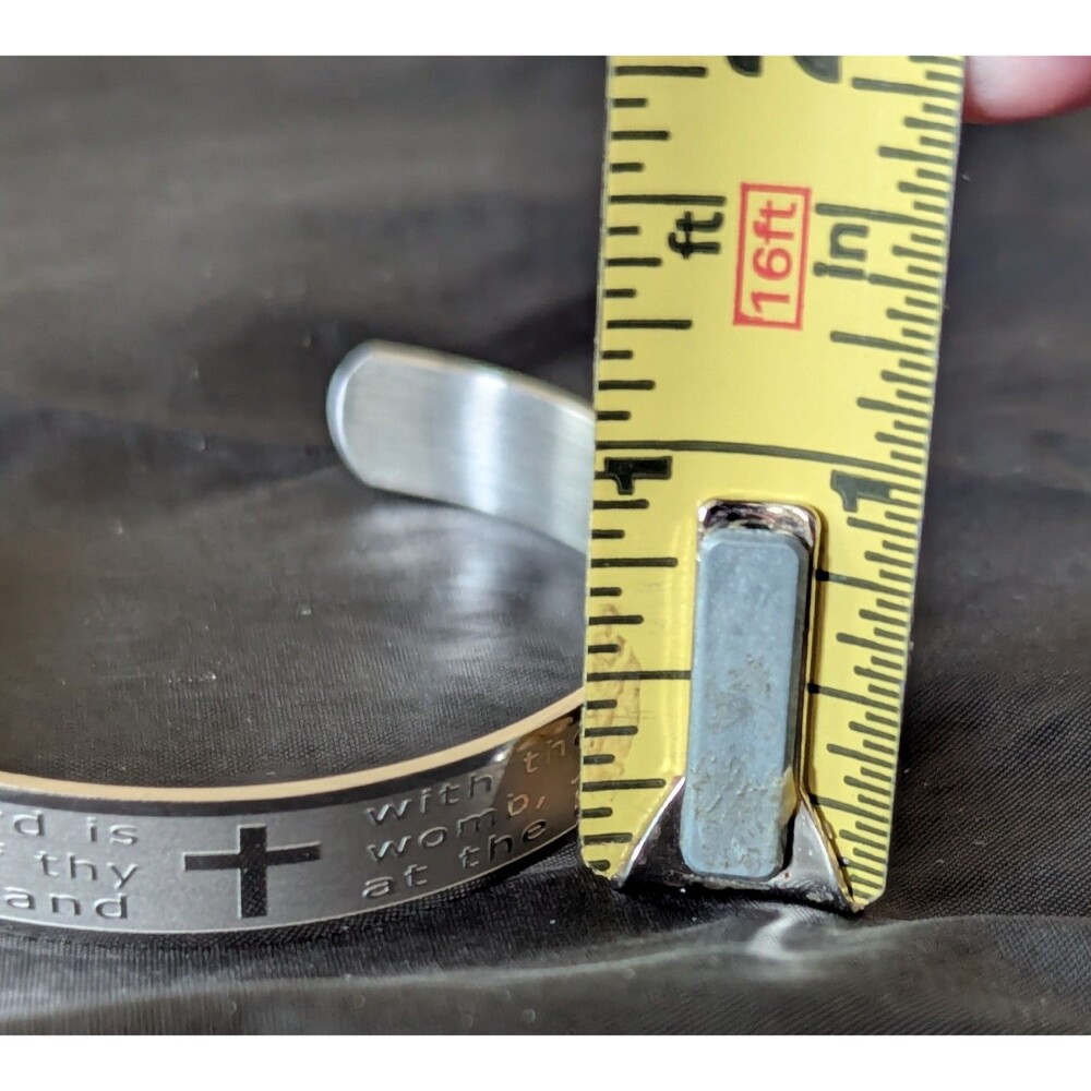 The Lord's Prayer Cross Bracelet Bangle Cuff Stainless Steel Stretchable - Picture 6 of 8